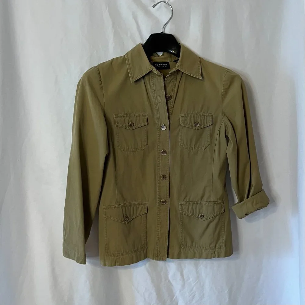 🇺🇸 3 for $12 🇺🇸 NY & Co Army Green Utility Cargo Pocket Jacket Small - Picture 1 of 4